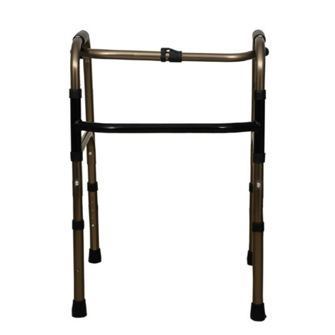 Bronze Aluminum Walker with Adjustable Height and Folding Feature